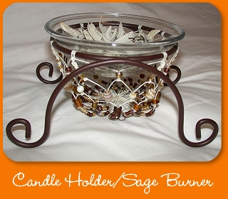 Beaded candle holder/Sage burner