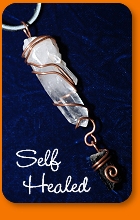 Self healed quartz crystal with black tourmaline and copper